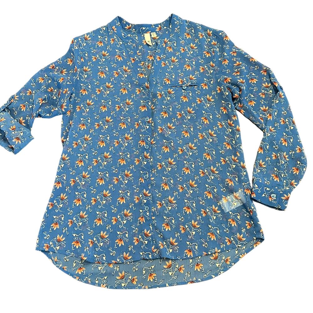 Kut from the Kloth Womens blue floral blouse, Size Medium - Picture 2 of 7